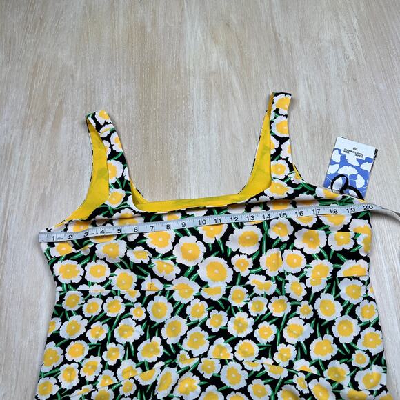 NWT DVF X Target Mini Yellow Black Poppy Floral 90's Cottagecore Shift Dress 14 - Picture 7 of 12